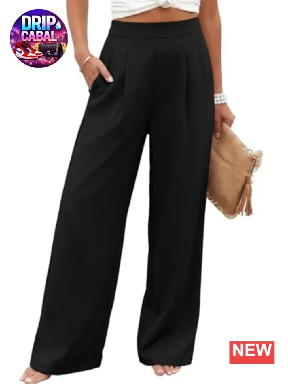Women's Wide Leg Dress Pants Pleated High Waist Business Casual Slacks